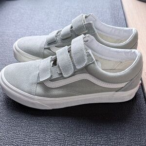 Vans Old Skool Velcro Sage Green Suede - Mens size 5.5 Women's size 7